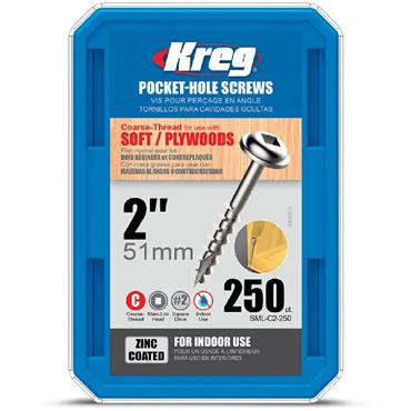 KREG SCREWS POCKET HOLE COARSE 2" (PK 250)