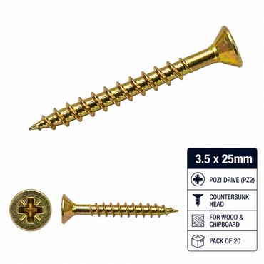 Connex Pozidriv Screws 3.5 ? 25mm ? Pack of 20