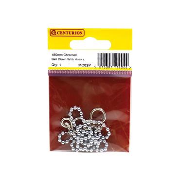 CENTURION CP BATH CHAIN 18" 450MM WITH HOOKS