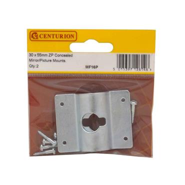 CENTURION MIRROR/PIC MOUNT 30x55MM ZP CONCEAL PK 2