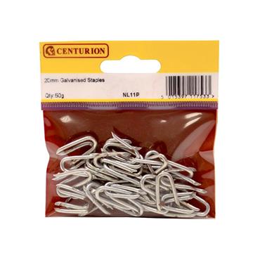 CENTURION PKT GALV STAPLES 20mm 50gram