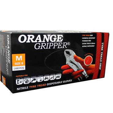Orange Gripper Nitrile Disposable Gloves Box Of 100