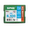 SPAX WOOD SCREWS 5MM (BX 100) STAINLESS STEEL 