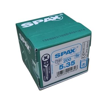 SPAX WOOD SCREWS 5MM (BX 200) STAINLESS STEEL