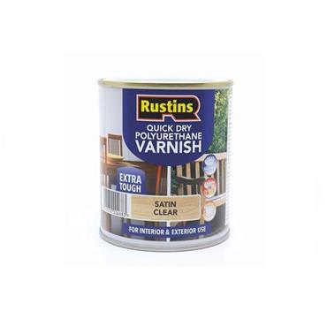 RUSTINS POLY VARNISH SATIN QUICK DRY 500ML CLEAR