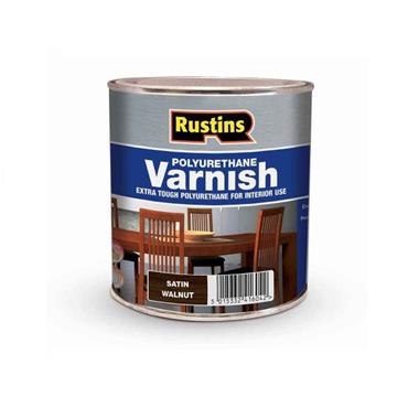 RUSTINS POLY VARNISH SATIN QUICK DRY 500ML WALNUT