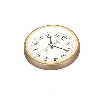 CLOCK GOLD RIM WHITE FACE 132MM RADIO CONTRELLED