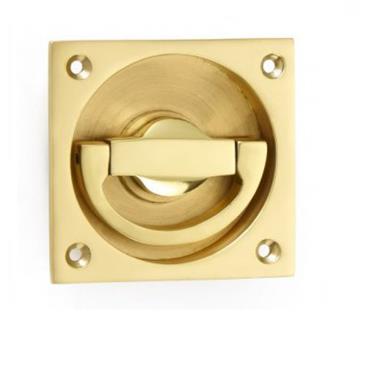 SECURIT FLUSH RING PULL HANDLE BRASS 63MMX50
