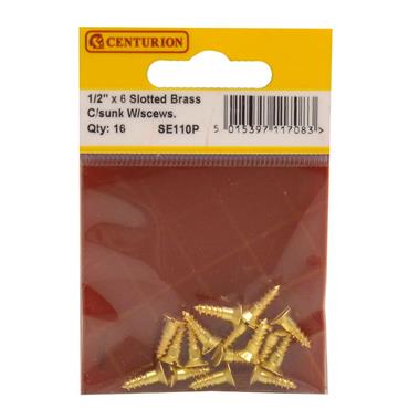 CENTURION BRASS COUNTERSUNK HEAD 1/2"X6  PKT16