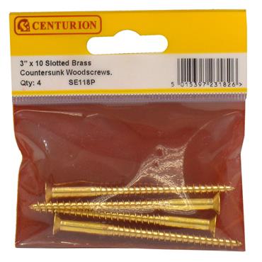 CENTURION BRASS COUNTERSUNK HEAD 3"X10  PKT4
