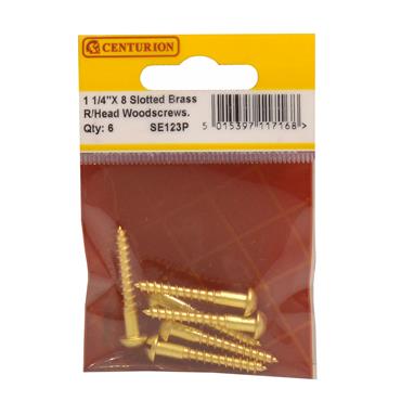 CENTURION BRASS WOODSCREWS 1 1/4"X8  PKT6