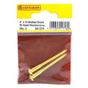 CENTURION WOODSCREWS ROUND HEAD BRASS 2"X10