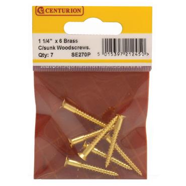 CENTURION BRASS COUNTERSUNK HEAD 1 1/4"X6  PKT7