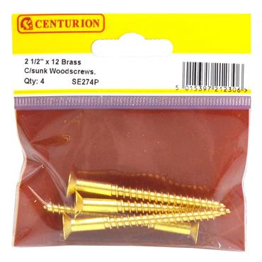 CENTURION BRASS COUNTERSUNK HEAD 21/2"X12  PKT4