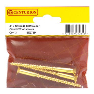 CENTURION BRASS COUNTERSUNK HEAD 3"X12  PKT3