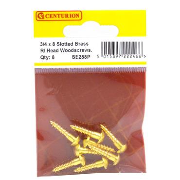 Centurion Brass Woodscrews Round Head 3/4"x8  Pkt8