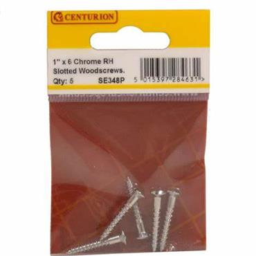 Centurion Chrome Raised Head Screw 1"x6  Pkt14