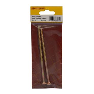 CENTURION SCREWS PZ COUNTERSUNK 6 x 120MM (PK 2)