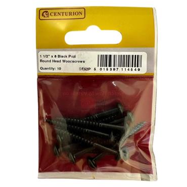 CENTURION BLACK ROUND HEAD WOODSCREWS 38MM