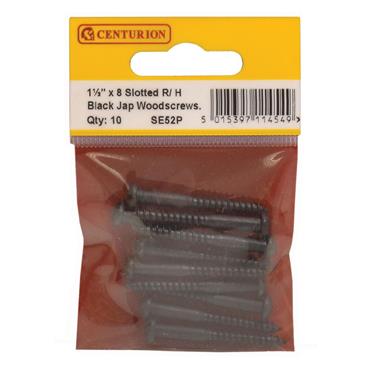CENTURION BLACK ROUND HEAD WOODSCREWS 38MM