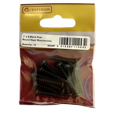 Centurion Pkt Black Woodscrews 1"x 8 Pk 13