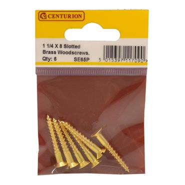 CENTURION BRASS COUNTERSUNK HEAD 1 1/4"X8  PKT6