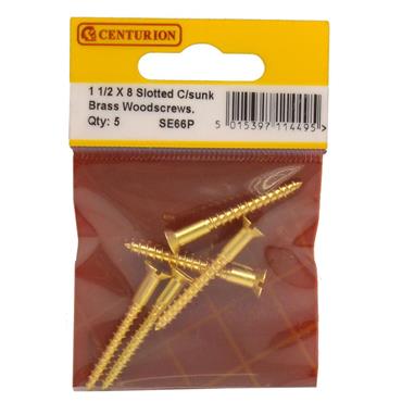 CENTURION BRASS COUNTERSUNK HEAD 1 1/2"X8  PKT5