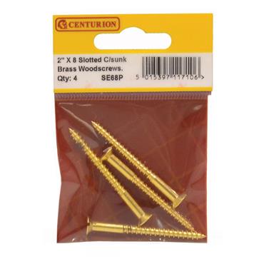 CENTURION BRASS COUNTERSUNK HEAD 2"X8  PKT4