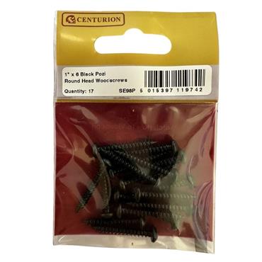 CENTURION ROUND HEAD SCREWS 1X6 BLACK (PK 17)
