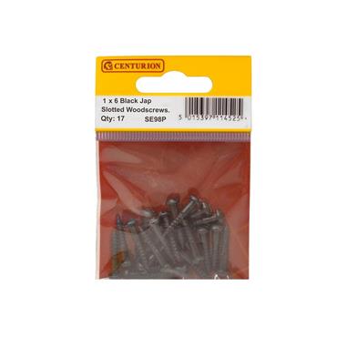 CENTURION ROUND HEAD SCREWS 1X6 BLACK (PK 17)
