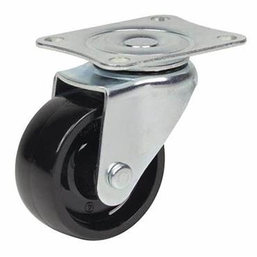 SWIVEL CASTOR 2" BLACK NYLON WHEEL PLATE FIXING