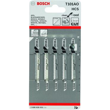 BOSCH JIGSAW BLADES WOOD HCS CLEAN CURVES (PK 5)