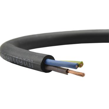 CABLE FLEXIBLE COVERED RUBBER 3X2.5 BLACK METRE