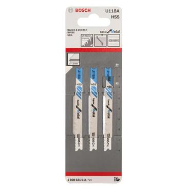 BOSCH JIGSAW BLADES METAL HSS BASIC STRAIGHT (PK3)