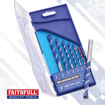 FAITHFULL 7 PIECE MULTI CONSTRUCTION DRILL BIT SET