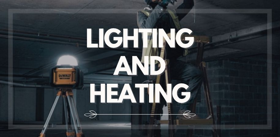 Construction Lighting, Workplace Electrical Heating, portable lights, torch light, Dewalt, JoeMcKenna, Limreick, Ireland