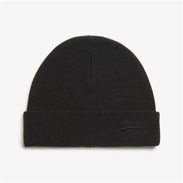 SUPERDRY ESSENTIAL LOGO KNITTED BEANIE - BLACK