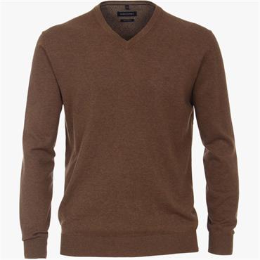 CASA MODA V-NECK JUMPER - BROWN