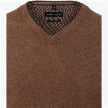 CASA MODA V-NECK JUMPER - BROWN