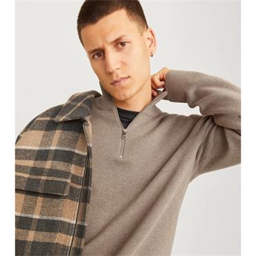 JACK&JONES MILANO KNIT 1/2 ZIP - BEIGE