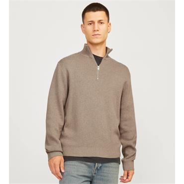 JACK&JONES MILANO KNIT 1/2 ZIP - BEIGE