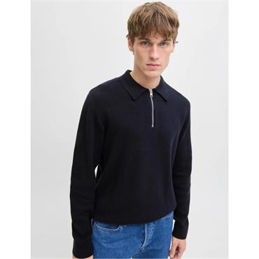 JACK&JONES MILANO KNIT ZIP POLO - NAVY