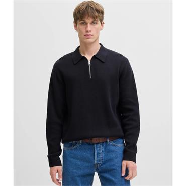 JACK&JONES MILANO KNIT ZIP POLO - NAVY