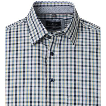 CASA MODA KENT CHECK SHORT SLEEVE SHIRT - YELLOW