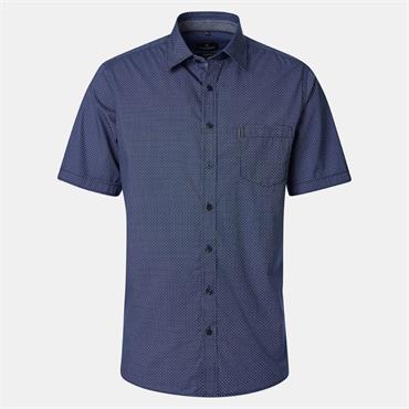 CASA MODA KENT PRINT SHORT SLEEVE SHIRT - BLUE