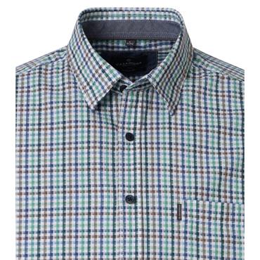 CASA MODA CHECK SHORT SLEEVE SHIRT - GREEN