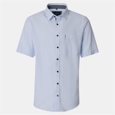 CASA MODA LINEN SHORT SLEEVE SHIRT - BLUE