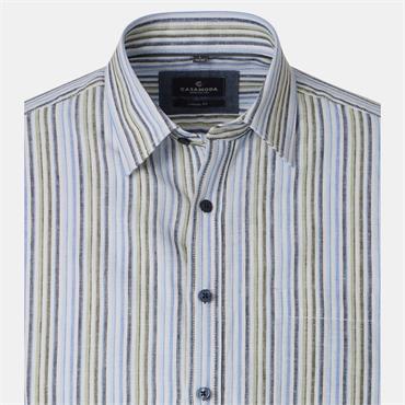 CASA MODA LINEN SHORT SLEEVE SHIRT - BLUE