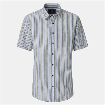 CASA MODA LINEN SHORT SLEEVE SHIRT - BLUE