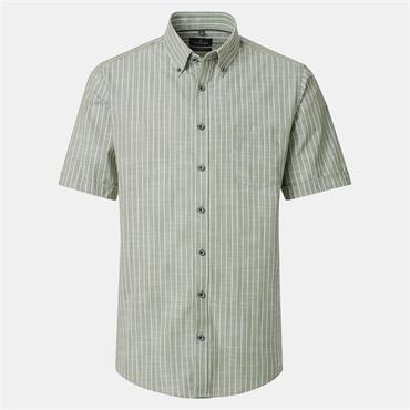 CASA MODA STRIPE SHORT SLEEVE SHIRT - GREEN